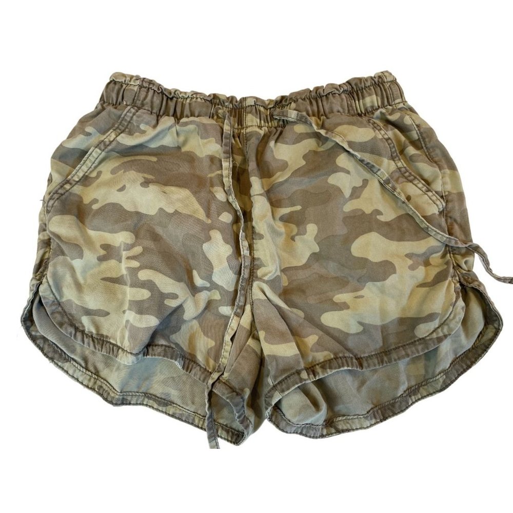 American Eagle Womens Camouflage Chino Shorts Drawstring Waist Green SZ X Small